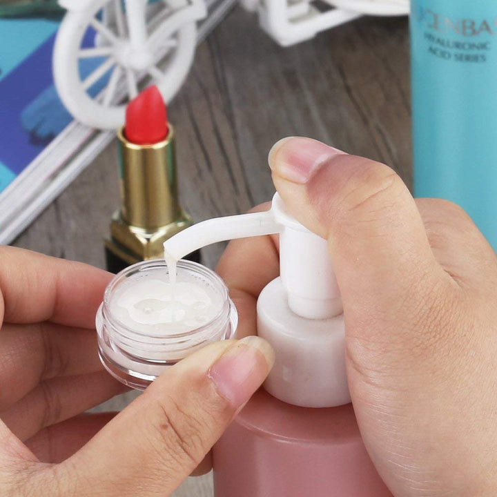 10 Pieces Makeup Travel Containers with Lids 3/5/ 10/15/ 20 Gram Size Cosmetic Jars with 5 Pieces Mini Spatulas for Gift(Random Color)