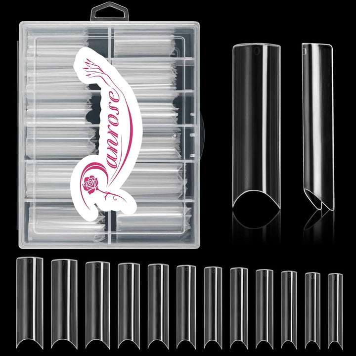 Long Straight Nails Tips,240Pcs Full Cover Soft Gel Nail Tips for Acrylic Nails Professional 12 Size Pre-Shaped XXL Straight Shape False Nail Half Matte Fake Nail for Press on Nail Extensions