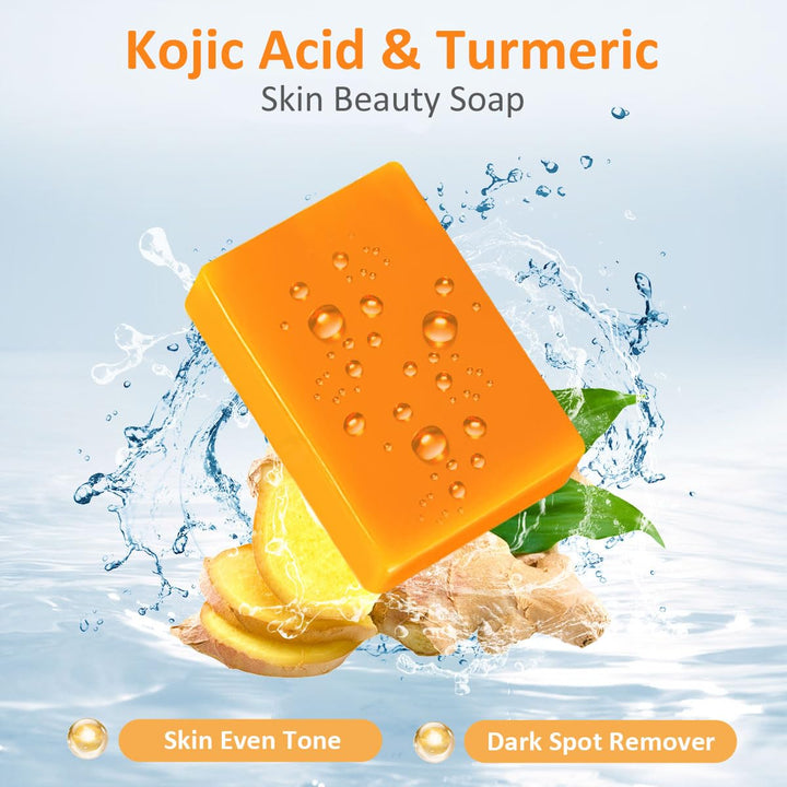 Kojic Acid Turmeric Soap Bar - Dark Spot Remover for Face Even Skin Tone, Moisturizing & Nourishing Natural Ingredients 2Packs