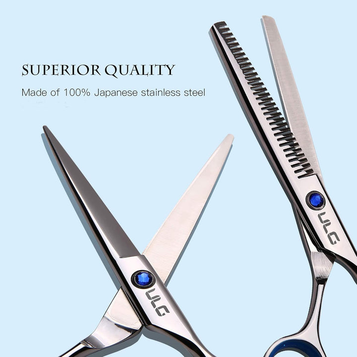 Hair Cutting Scissors Thinning Shears Kit  Professional Barber Hairdressing Texturizing Salon Razor Edge Scissor Japanese Stainless Steel 6.5 Inch