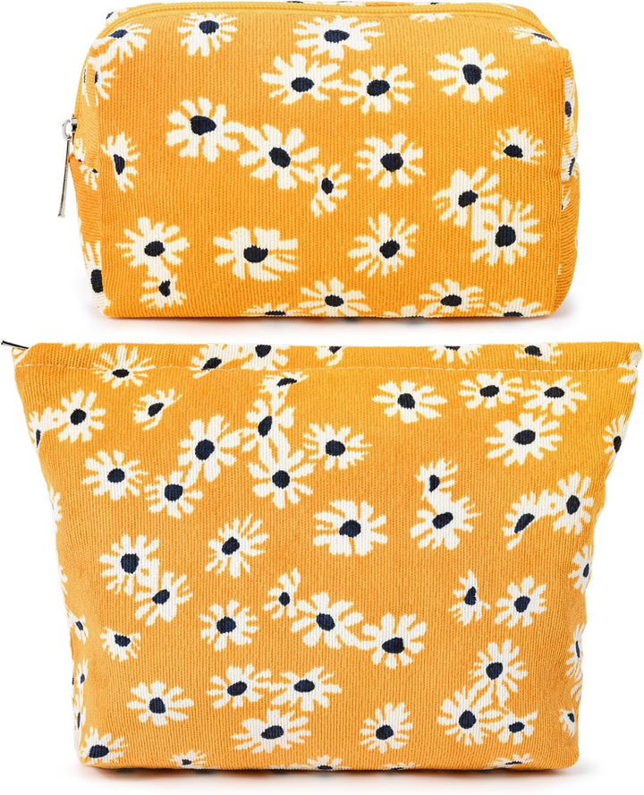 2 Pieces Makeup Bag Large Checkered Cosmetic Bag Capacity Canvas Mix Travel Toiletry Bag Organizer Cute Makeup Brushes Aesthetic Accessories Storage Bag for Women, Checkered Mix Rose Red