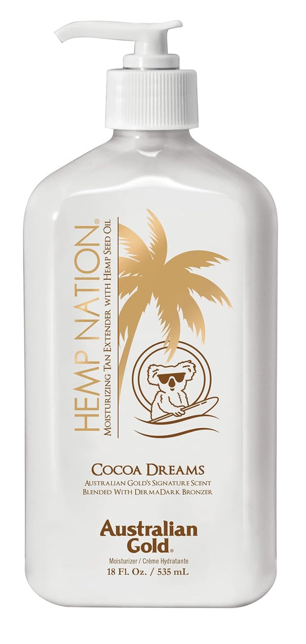Hemp Nation Cocoa Dreams Tan Extender W/Derma Dark Bronzer 18Oz