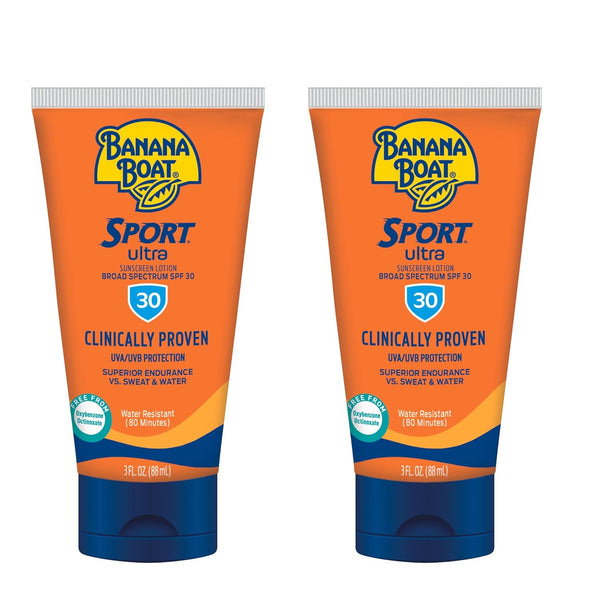 Sport Ultra Sunscreen Lotion SPF 30, Travel Size 3Oz Twin Pack, Sweat & Water Resistant Sunblock for Active Lifestyle(Pack of 2)