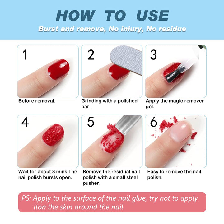 Gel Nail Polish Remover, (2Pcs) Gel Polish Remover for Nails, No Need for Foil, Quick & Easy Polish Remover in 2-3 Minutes, No Need Soaking or Wrapping-15Ml