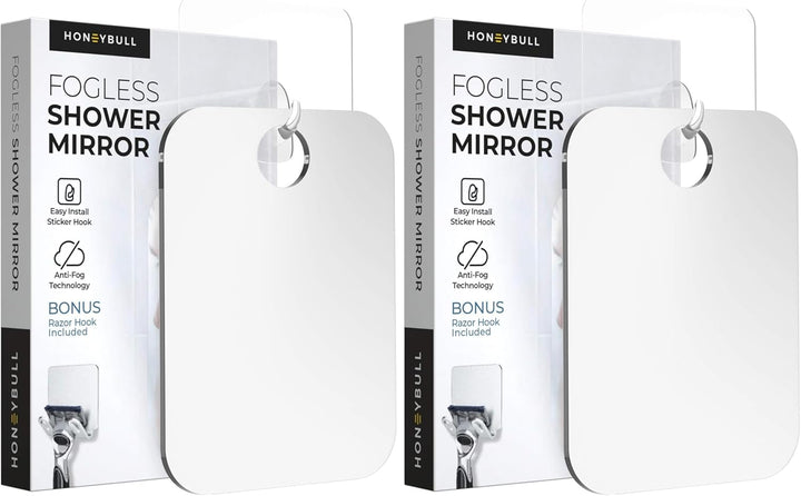 Fogless Shower Mirror for Shaving – Anti-Fog Acrylic Mirror with Razor Holder, No-Drill Wall Mount, Flat Design for Steam Showers, Medium 6X8In