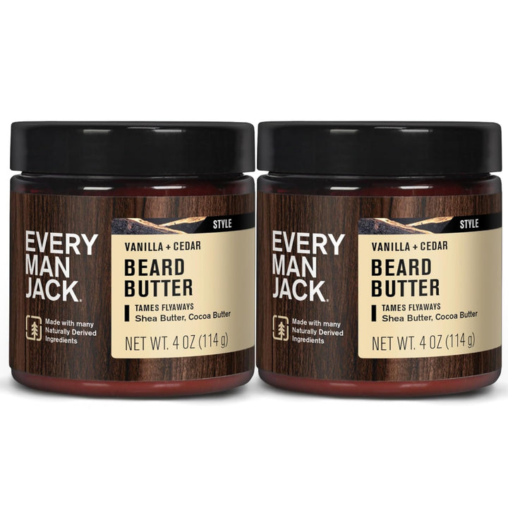 Beard Butter- Subtle Sandalwood Fragrance - Hydrates and Styles Dry, Unruly Beards While Relieving Itch - Naturally Derived with Shea Butter and Coconut Oil - 4-Ounce (2 Pack)