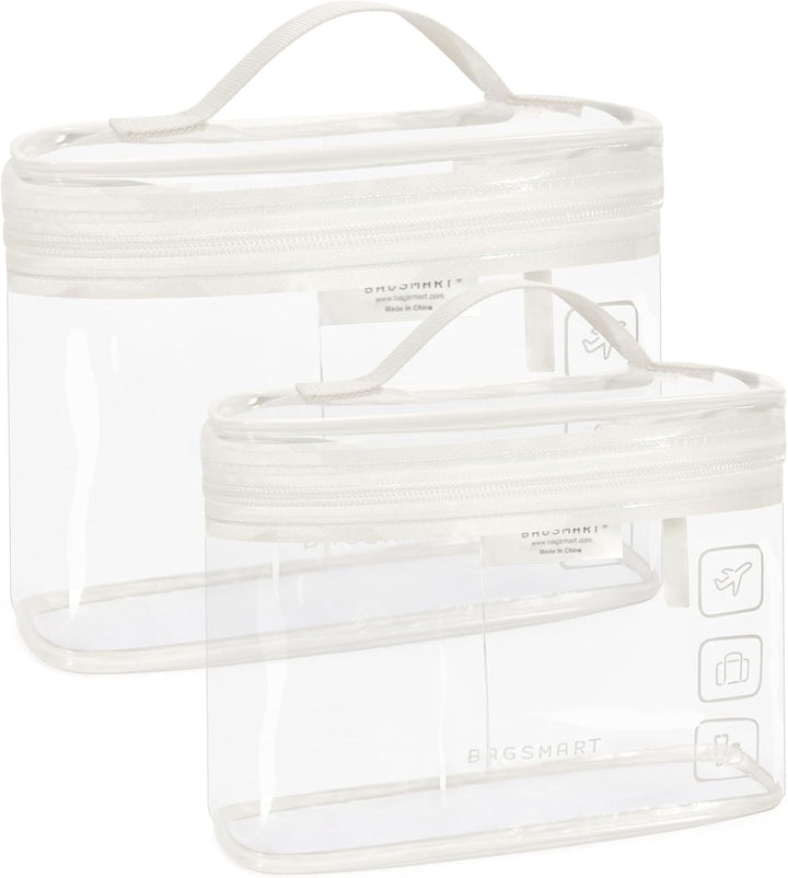 TSA Approved Toiletry Bag, 2 Pack Clear Makeup Cosmetic Bag Organizer, Quart Size Travel Bag for Toiletries, Carry-On Travel Accessories Essentials, Black-2Pcs