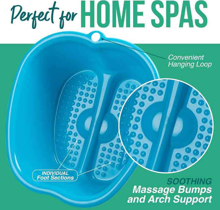 Foot Soaking Bath Basin – Large Size for Soaking Feet | Pedicure and Massager Tub for at Home Spa Treatment | Callus, Fungus, Dead Skin Remover, Blue