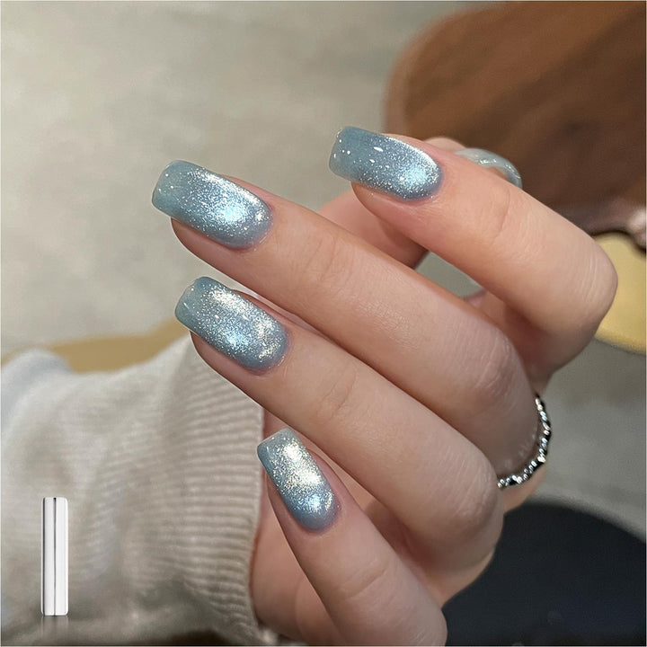 Red Cat Eye Gel Nail Polish, 16Ml Glitter Holographic Nail Polish with Magnet, Reflective Translucent UV Gel, 2907 Ruby Twilight