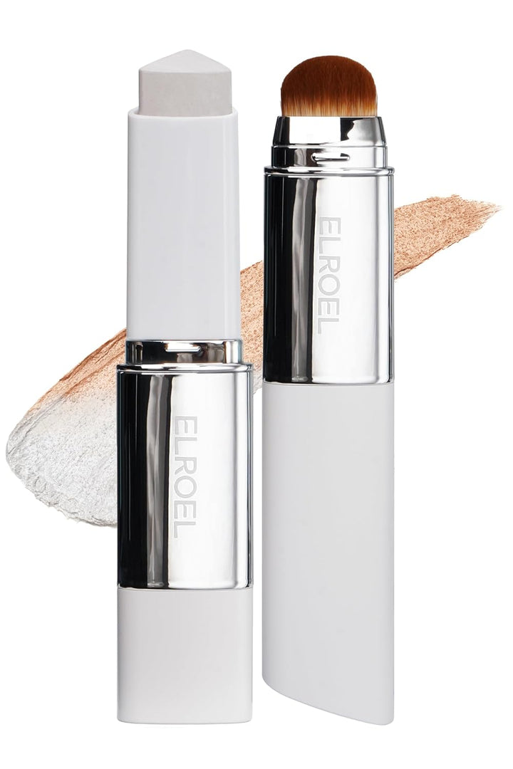 Blanc Cover Cream Stick V White - Korean Color-Changing Foundation Stick with Volufiline - Medium to Full Coverage Dewy Finish Base Makeup - Dual-Ended with Detachable Brush (202 Natural)