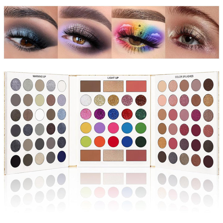 Eyeshadow Palette with 15Pcs Brushes Makeup Set, Pigmented 86 Colors Make up Sets Valentine'S Gift, Matte Shimmer Glitter Eye Shadow Pallet Highlighter Contour Blush Powder Brush Beauty Kit
