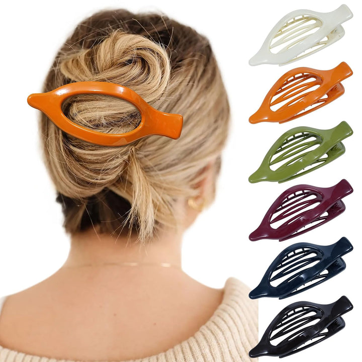 French Concord Hair Clips - 6Pcs Side Slide Volume Clips for Women Girls, Strong Hold No Slip Grip, Thick or Thin Hair (Matte Finish, L:4.6 IN, W:1.97IN)