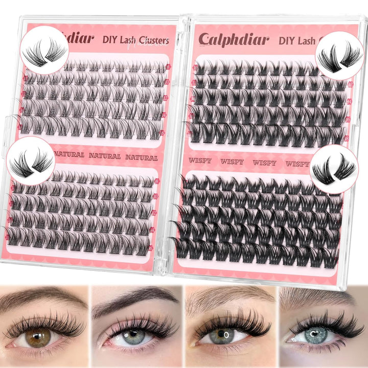 Eyelash Clusters 30D+40D+50D+60D+80D+100D Lash Clusters Wispy Individual Lashes 476PCS D-Curly Lash Extension 10-16MM Natural Lashes Clusters DIY Cluster Eyelash Extensions for Beginners