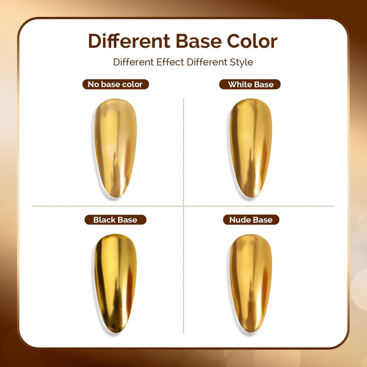 Gold Chrome Nail Powder for Gel Nails,Metallic Mirror Effect Pigment Stylish and Technological Fine Glitter for Home DIY Salon Use