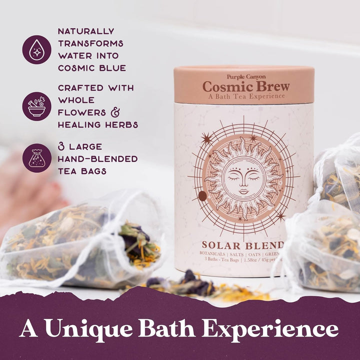 Solar Blend Bath Tea by  | 3 Reviving Bath Soaks with Eucalyptus, Peppermint, Calendula, and Dried Flowers | Self Care Gifts for Women