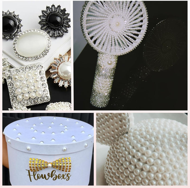 14000 Pcs Flat Back Pearls for Crafting with B7000 Glue White Half Pearl Beads for Jewelry Making Beads for Nails Party Face Clothes Shoe Balloon Birthday Decorations Cup DIY 2/3/4/5/6/8Mm