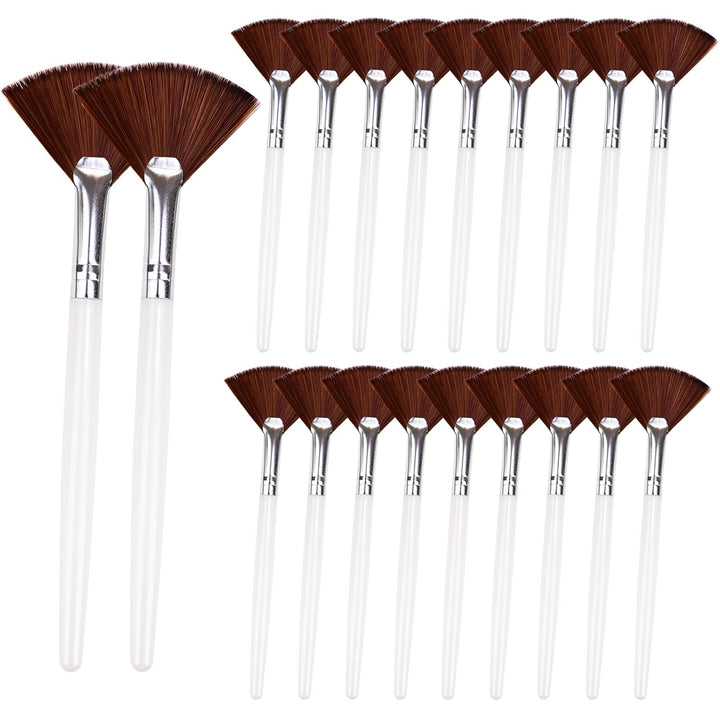 20 Pieces Fan Brushes Facial Applicator Brush Soft Makeup Mask Acid Applicator Brush Esthetician Cosmetic Brush for Mud Cream, Makeup Peel (White and Yellow)