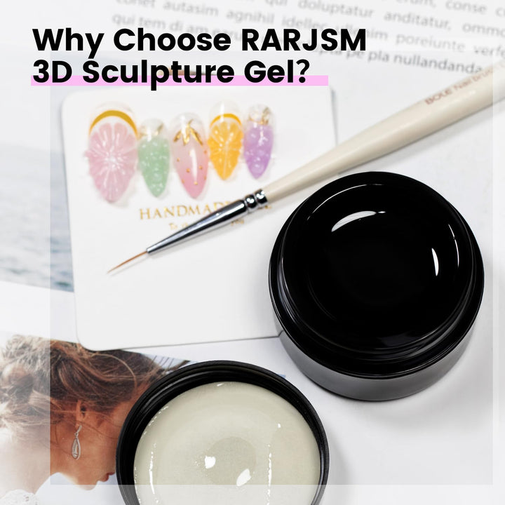 3D Sculpting Gel Clear Painting Gel Polish Nail Art Designs No Wipe Chrome Nail Powder Nails Charms Rhinestone Decoration Adhesive Glue Drawing Painted Sculpture Hard Gelpolish Curing Requires