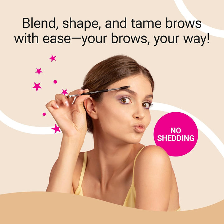 Eyebrow Brush Duo – Premium Angled Eye Brow Brush & Spoolie – Precision Eye Makeup Tool for Applying & Blending Powder, Gel & Liquids