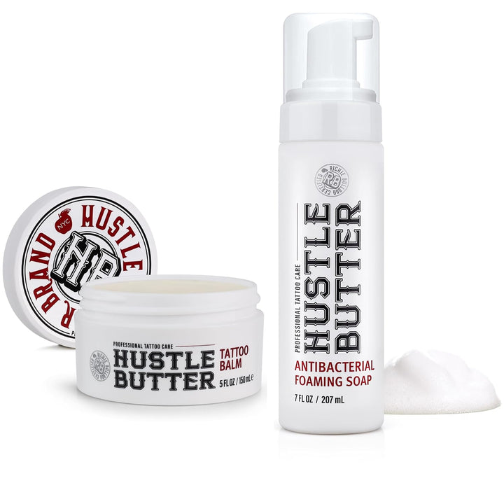 Hustle Butter Tattoo Aftercare 5Oz Tattoo Balm, Heals + Protects New Tattoos and Rejuvenates Older Tattoos - 100% Vegan Cream No-Petroleum