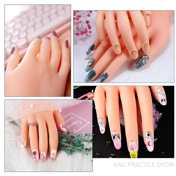 Nail Trainning Hand Flexible Soft Practice Plastic Mannequin Hand Nails Tips Art Trainer Manicure Practice Hand Tool