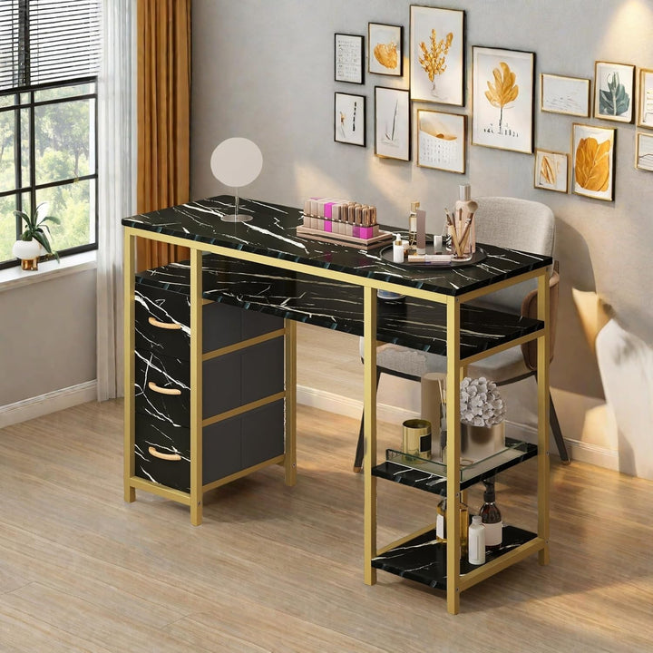 Manicure Table with 3 Drawers, 47.2In Nail Desk with Storage for Salons & Home Spas, Durable & Functional Design