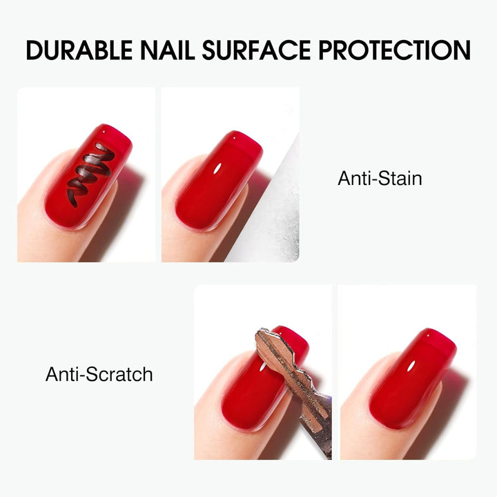 2 Pcs No Wipe Gel Top Coat and Base Coat Set- High Gloss Shiny Long Lasting Base Top Coat Gel Nail Polish, Soak off Nail Art Home and Professional Manicure