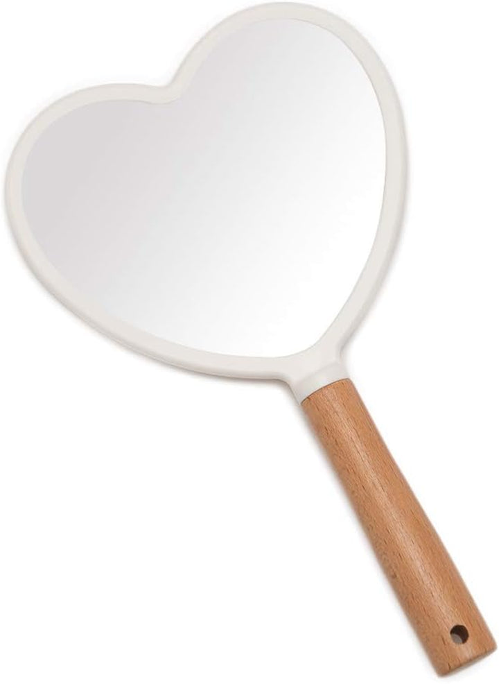 Hand Held Mirror with Handle for Makeup,Small Cute Wood Hand Mirror for Shaving with Hole Hanging Single-Sided Portable Travel Vanity Mirror for Men&Women(Square)