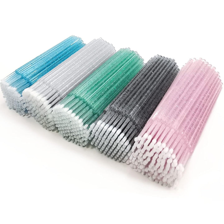 500 Pcs Disposable Micro Applicator Brush for Eyelash Extension, Micro Cotton Swabs, Lips Mascara Wands Pink