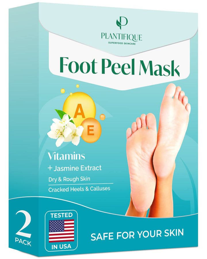 Foot Peeling Mask 2 Pack | Dermatologically Tested Repairs Heels & Removes Dry Dead Skin for Baby Soft Feet | Exfoliating Foot Peel Mask for Dry Cracked Feet | Peach