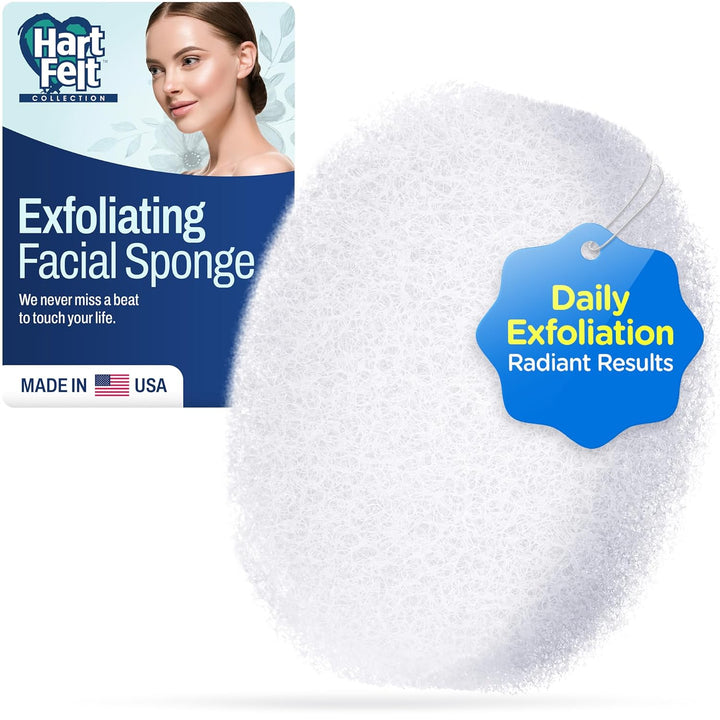 [10 Pack] Regular Exfoliating Facial Sponge for Face - Daily Cleansing Face Scrubber - Buf Dirt Away with Puf Styled Reusable Face Pads for Removing Makeup, Dirt, and Dead Skin - Made in USA