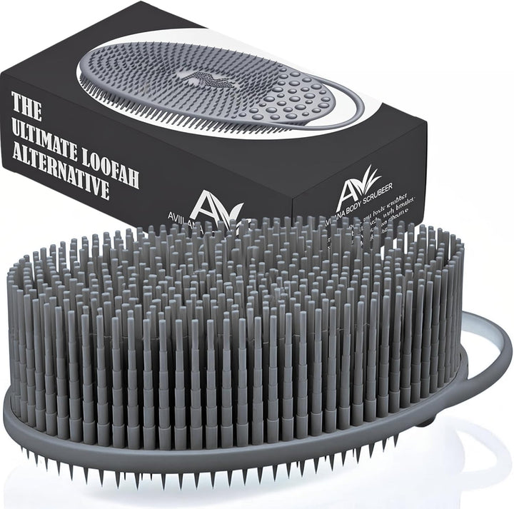 Silicone Body Scrubber – Gentle Shower Brush & Loofah Alternative- Food Grade & Lab Tested – Fast-Drying, Hygienic, Bpa-Free Silicone Body Gentle Exfoliator (Lavender, Massage)