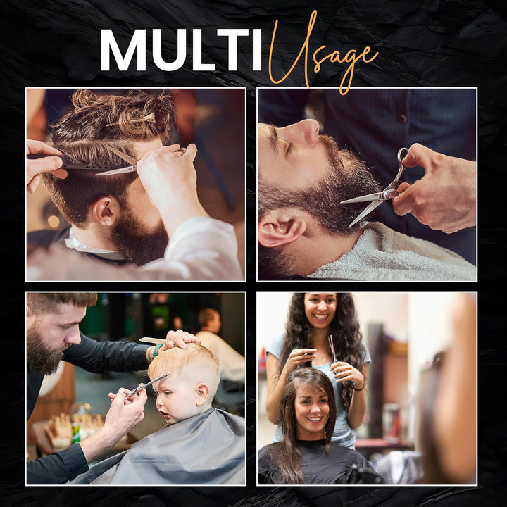 Hair Cutting and Professional Hairdressing Scissors 6.5 Inch, Premium Stainless Steel Shears with Smooth Razor and Sharp Edge Blades for Salons, Men, Women and Kids, Silver