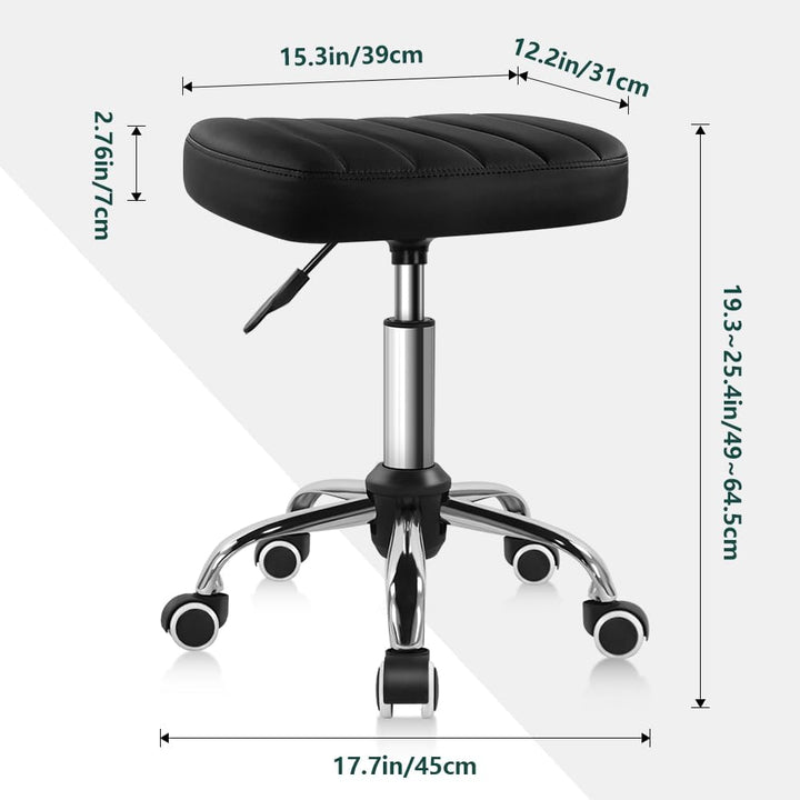 Black Minimalist Square Swivel Stool with Wheel for Work SPA Shop Massage Height-Adjustable and Cost-Effective Rolling Stool Chair