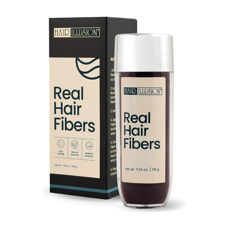 Black Real Hair Fibers for Thinning Hair - 100% Natural Texture, Non Synthetic Hair Fibers - Bald Spot Cover up for Women & Men - 18 Gram
