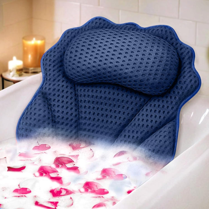 Bath Pillow  Ergonomic Luxury Bathtub Pillow with Head,Neck, Shoulder and Back Support, 4D Bath Pillows for Tub with 6 Powerful Suction Cups, Fits All Bathtub