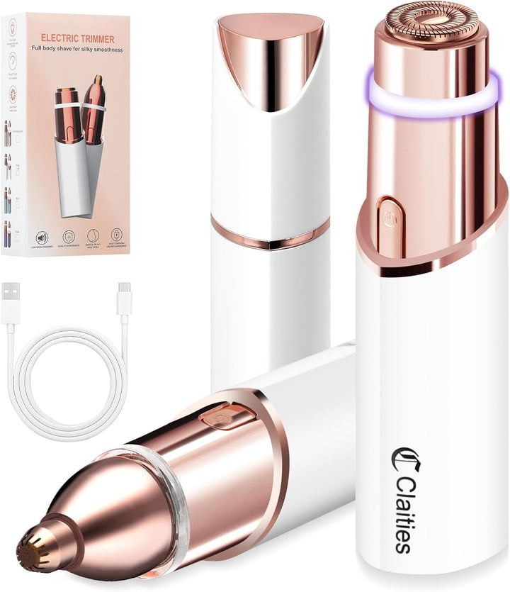 Facial Hair Remover for Women- as Seen on TV Painless Face Shaver -Mini Hair Remover, Electric Razor Shaver Portable Bikini Epilator for Lips, Chin, Armpit, Peach Fuzz, Fingers, Neck, Cheek(Rose Gold)