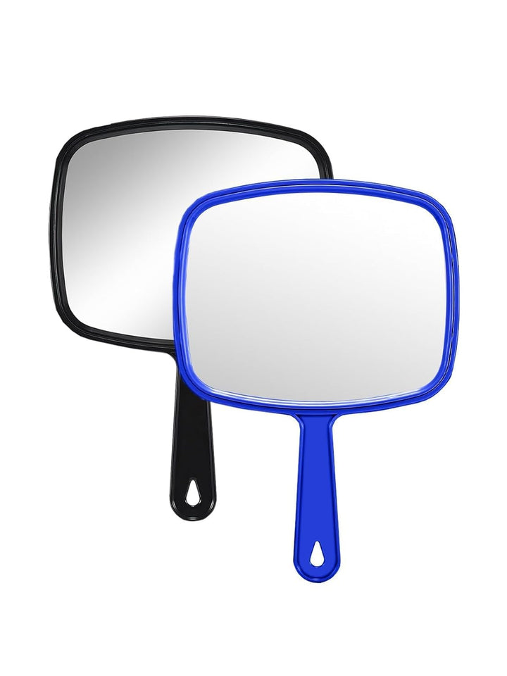 Hand Mirror Salon Barber Hairdressing Handheld Mirror with Handle (Square Pink 7.4 X 10.3 Inches)