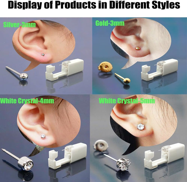 Ear Piercing Kit, 2 Pcs Disposable Ear Piercing Gun with Preloaded Ear Stud, at Home Self Ear Piercing Gun Kit