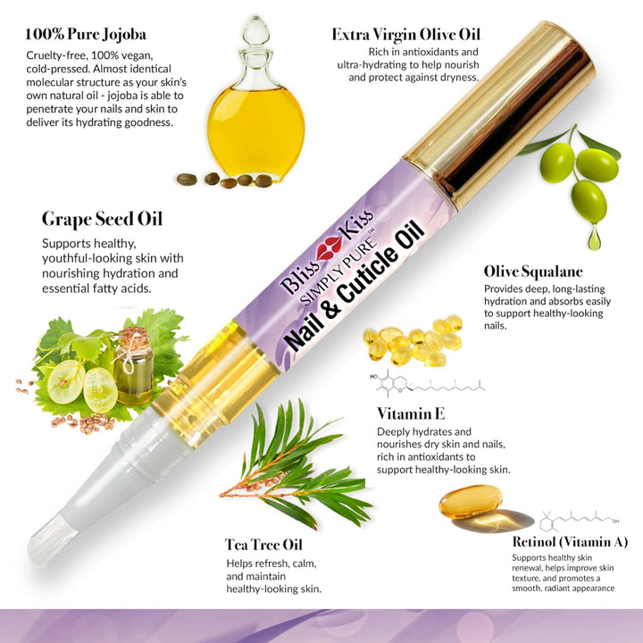 | 1 Lavender Vanilla | Nail Oil Cuticle Pen W/Vitamin E & Jojoba⏤Nail Strengthener Nail Growth Serum for Brittle Peeling Breaking Thin Nails