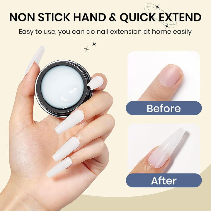 Solid Sculpture Builder Gel, 3D Nail Gel White Non-Stick Hand Nail Extension Gel for Carving Patterns Decoration Nail Art Emboss Hard Gel for Nails Mnicure DIY at Home 14G(0.49 Oz)