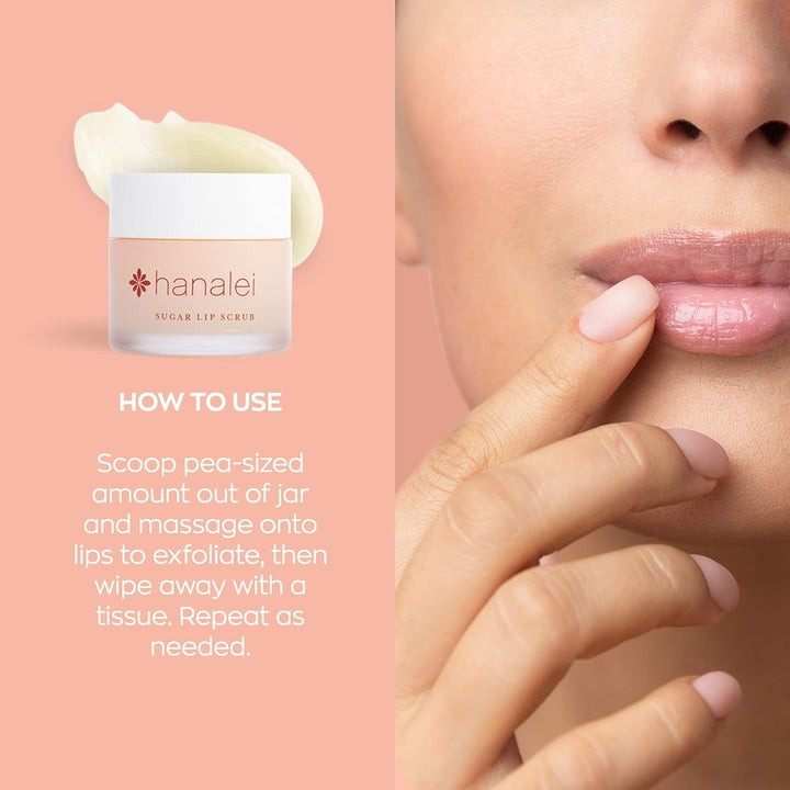 Vegan Sugar Lip Scrub Exfoliator - Hawaiian Cane Sugar, Kukui Oil & Shea Butter for Smooth, Hydrated Lips - Natural, Cruelty-Free Lip Care, Removes Dry Skin, Moisturizes & Softens (22G)