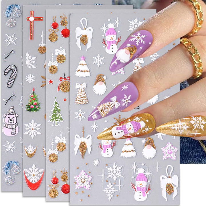 Letter Nail Stickers, 8 Sheets Old English Letter Nail Decals 3D Self-Adhesive Gold Silver Black White Retro English Pattern Old Alphabet Cursive Design Manicure Nail Accessories for Women Girls