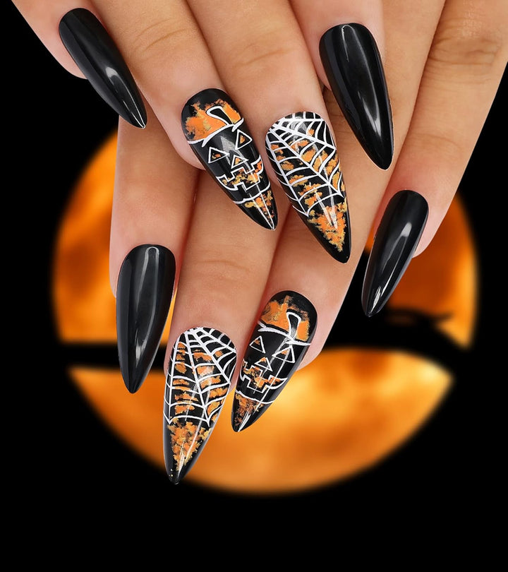 24Pcs Fake Nails Matte Pure Color Medium Long Stiletto Almond Press on Nail False Tips Artificial Finger Manicure for Women (Black)