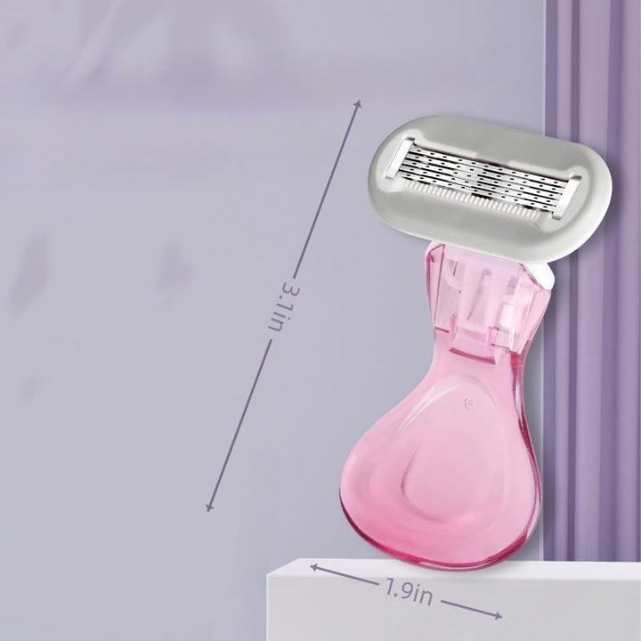 New Women'S Short Handle Razor with Five Blades, Can Remove Excess Body Hair from Arms, Legs, Underarms, Private Areas, Etc. Reusable, with Replaceable Razor Heads (Orange)