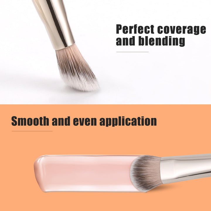Under-Eye Concealer Brush, Small Flat Angled Synthetic Bristles Flawless Coverage Multitask Brush with Liquid Cream Powder