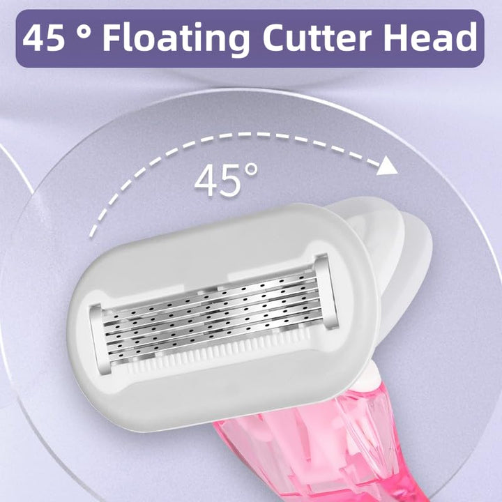 New Women'S Short Handle Razor with Five Blades, Can Remove Excess Body Hair from Arms, Legs, Underarms, Private Areas, Etc. Reusable, with Replaceable Razor Heads (Orange)