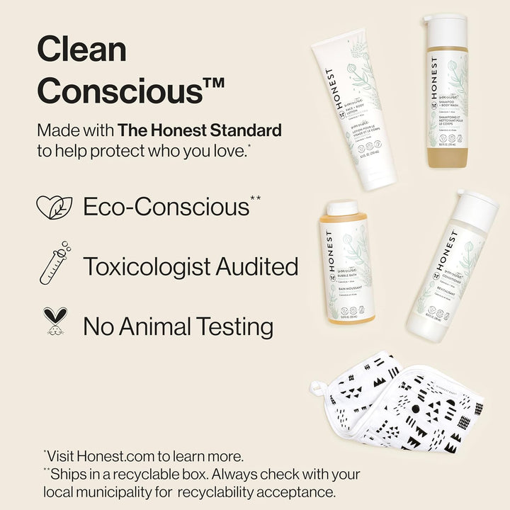 Fragrance Free Bathtime Gift Set | Hypoallergenic Bath Essentials for Sensitive Skin | Shampoo + Body Wash, Face + Body Lotion, Bubble Bath, Conditioner, Wash Cloth