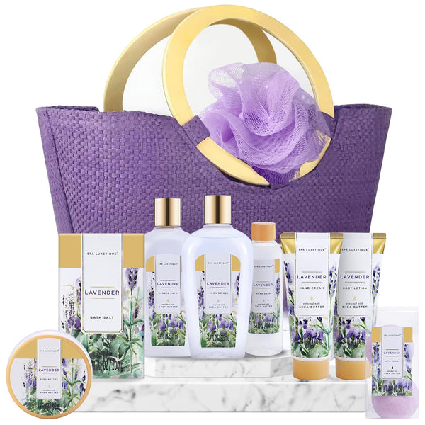 Gift Baskets for Women, Spa Gifts for Women - 10Pcs Lavender Sets with Body Lotion, Bubble Bath, Relaxing Bath Sets, Birthday Christmas Gifts for Her