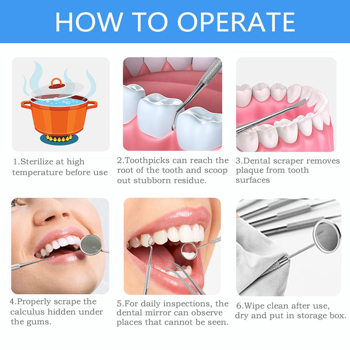 Dental Tools, Professional Plaque Remover Teeth Cleaning Tool Kit, Stainless Steel Dental Pick Tartar Scraper Tooth Cleaner, Oral Care Hygiene Set for Dentist Personal Pets with Storage Box